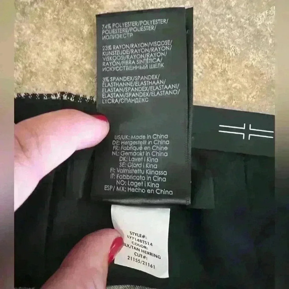 NWT Liverpool Reese Slim Straight Leg Black Tan Herringbone Pants Size 18w - Picture 7 of 9